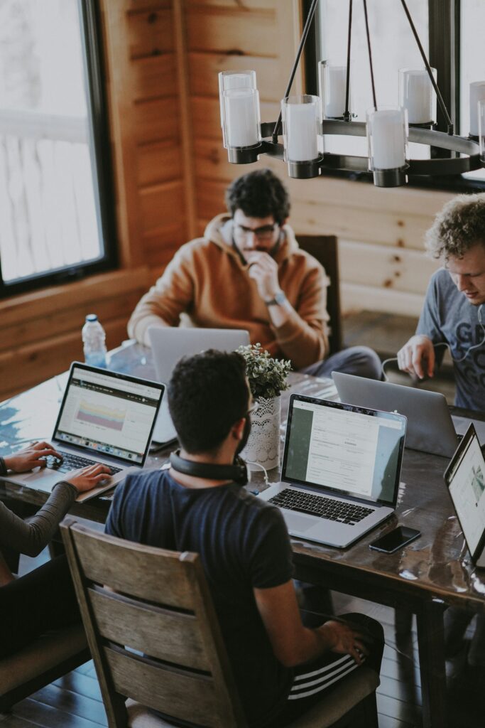 Small business team collaborating on SEO plan