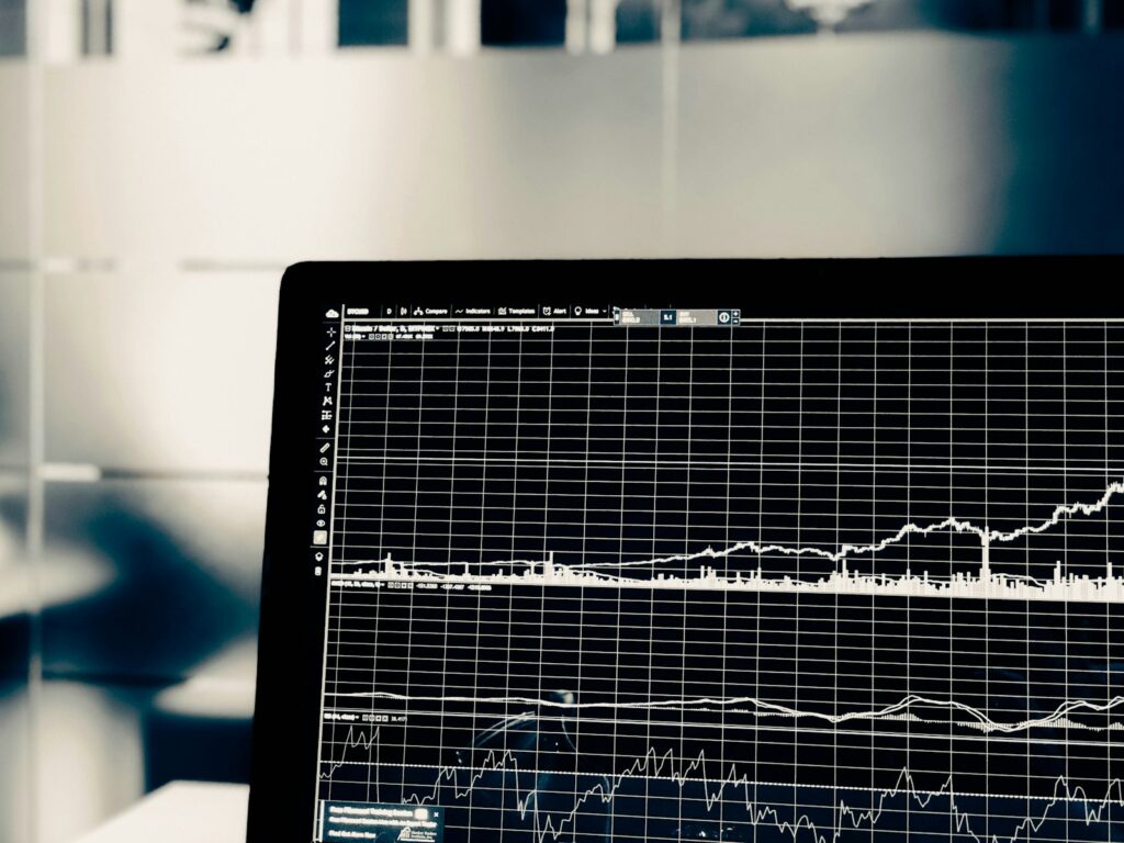 Fluctuating data graphs representing ranking changes after a Google algorithm update